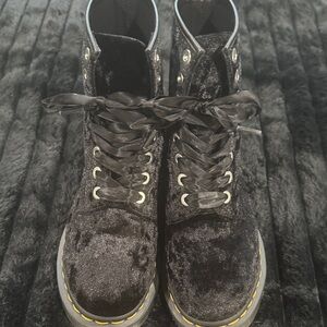 Dr. Martens Black Velvet Combat Boots